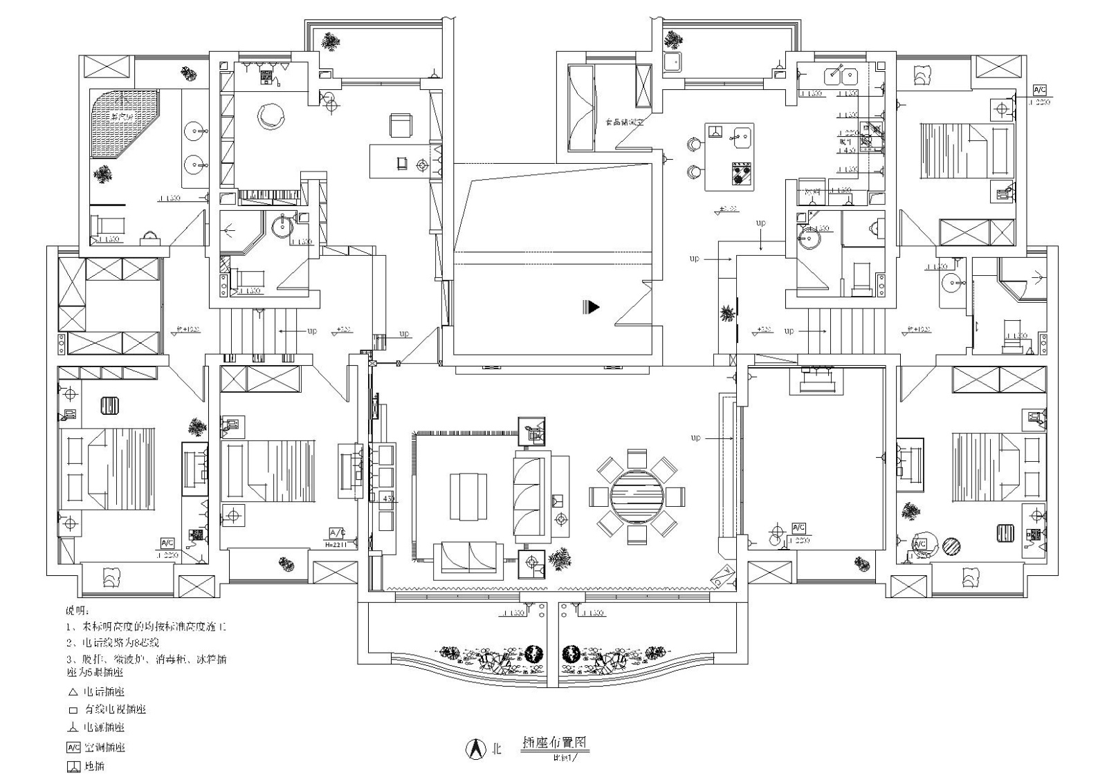 [上海]嘉丽豪园233㎡四居室样板间施工图cad施工图下载【ID:160701190】