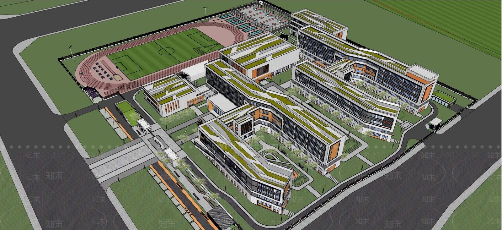 现代学校建筑SU模型下载【ID:1115778678】