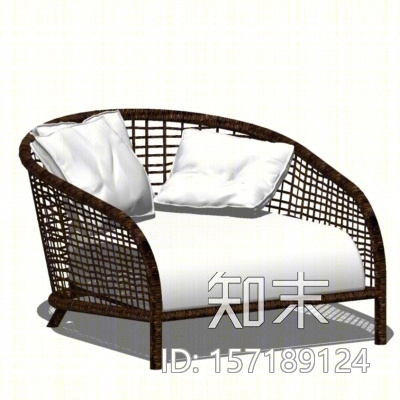 现代藤编户外椅SU模型下载【ID:157189124】