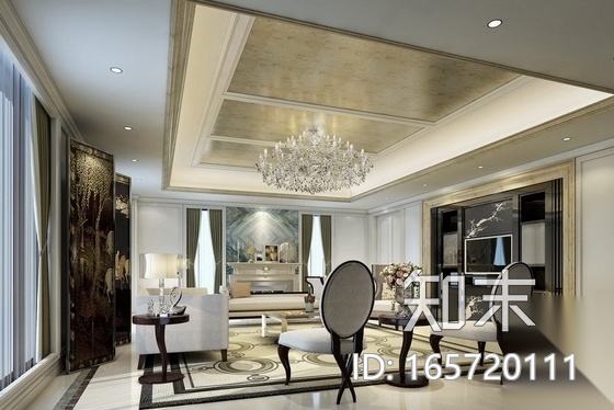 [北京]简欧风格汽车服务中心总统套房装修施工图（含效果...cad施工图下载【ID:165720111】