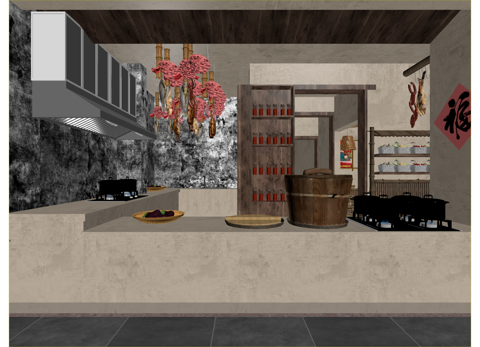 新中式火锅店3D模型下载【ID:1214294410】