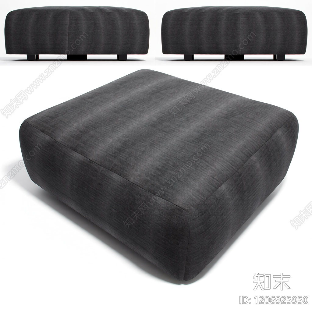 灰色布艺脚凳3D模型下载【ID:1206925950】