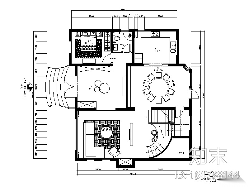 现代风格别墅样板房设计CAD施工图（含效果图）cad施工图下载【ID:161798144】