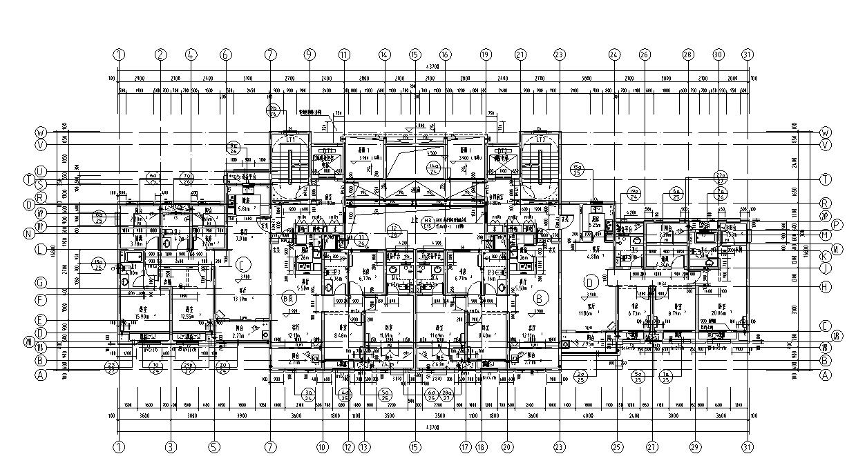 [上海]华夏新古典风格孔雀城七期居住区建筑施工图设计...cad施工图下载【ID:167384157】