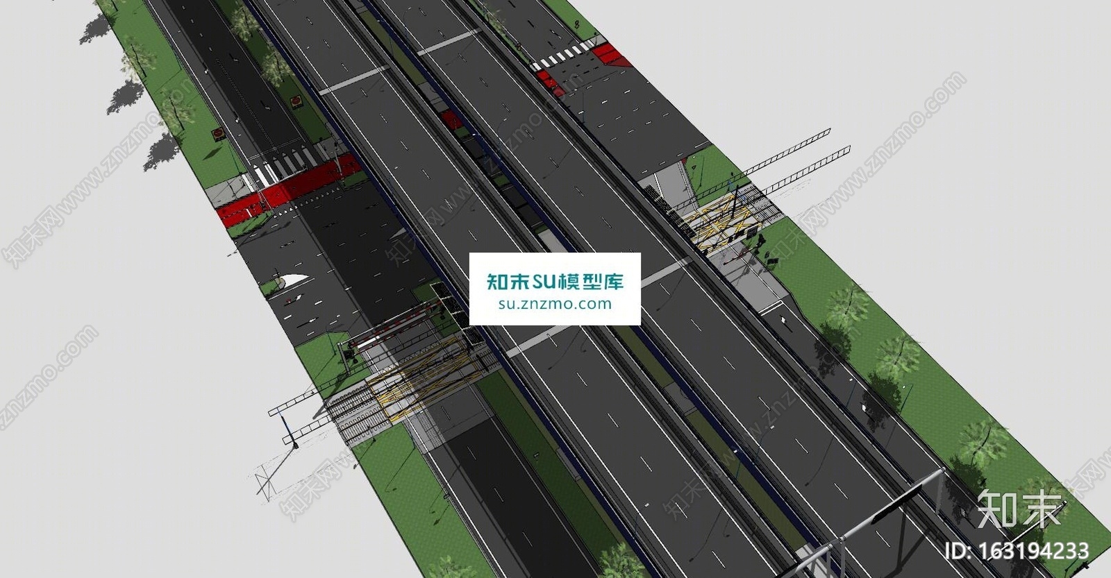 潭中高架桥跨线桥SU模型下载【ID:163194233】