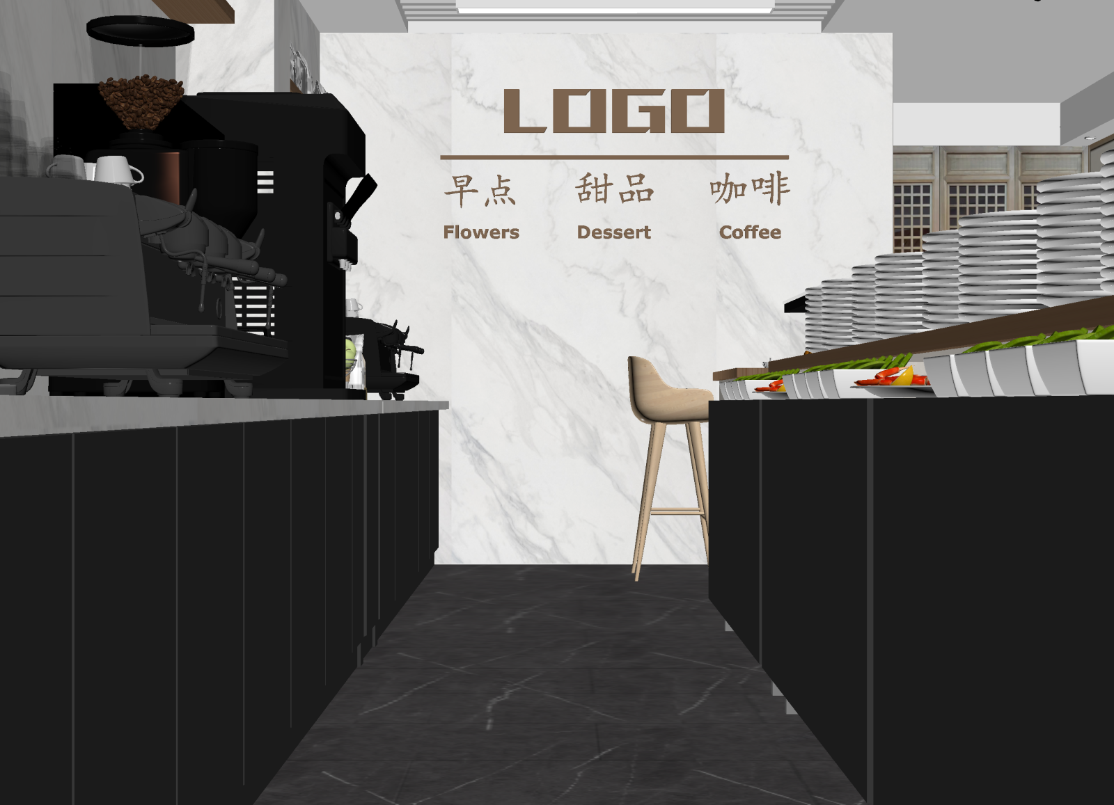 新中式咖啡厅3D模型下载【ID:1214417694】