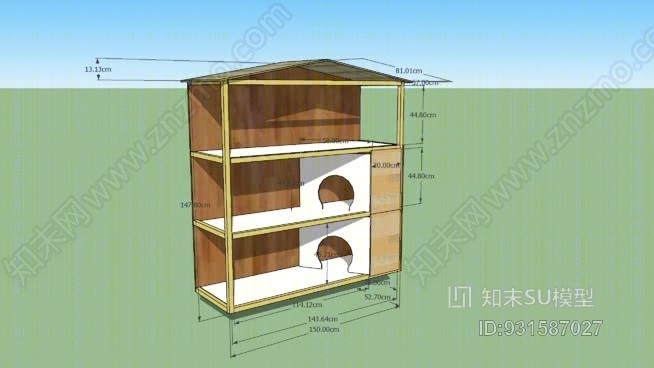 兔子笼3层楼高SU模型下载【ID:931587027】