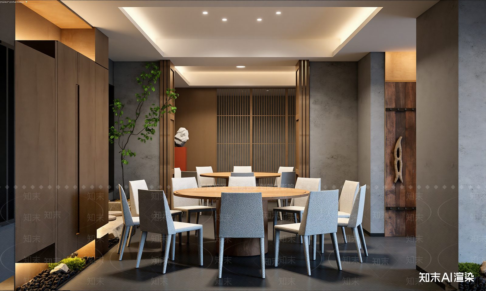 新中式酒店餐厅3D模型下载【ID:1221492154】