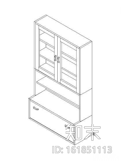 书柜CAD三维图块11施工图下载【ID:161851113】