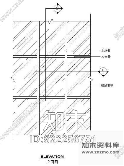 图块/节点玻璃幕墙详图三cad施工图下载【ID:832256751】