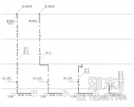 [广东]多层办公楼给排水消防施工图（喷淋系统）cad施工图下载【ID:165461144】