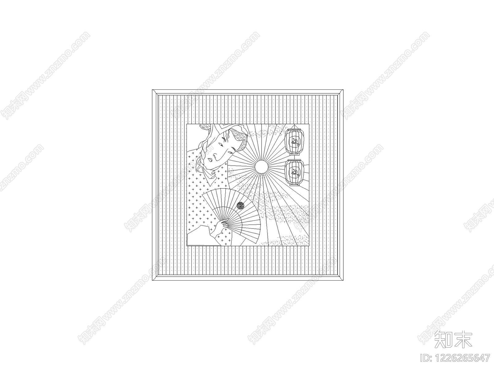 陈设类立面挂画cad施工图下载【ID:1226265647】
