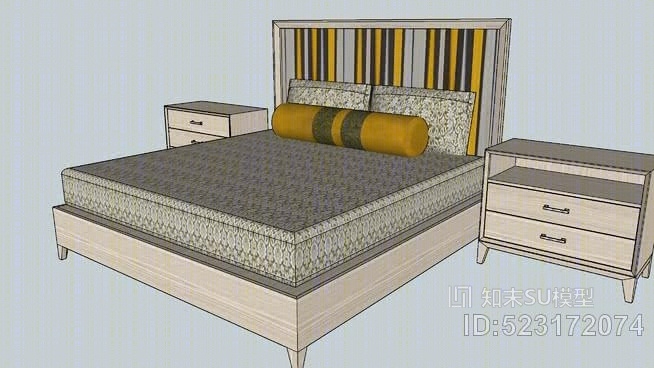 床位和床头柜SU模型下载【ID:523172074】