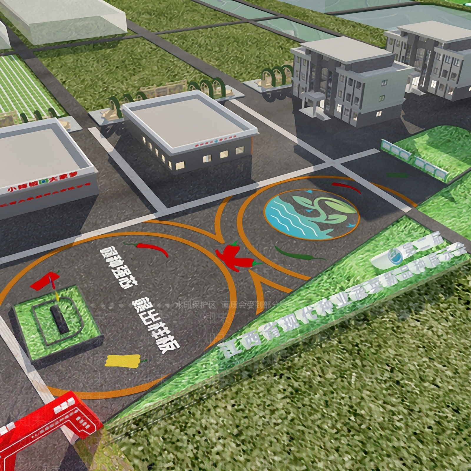 现代办公楼鸟瞰3D模型下载【ID:1124659581】