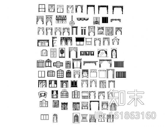 各式窗帘图块集cad施工图下载【ID:161863160】