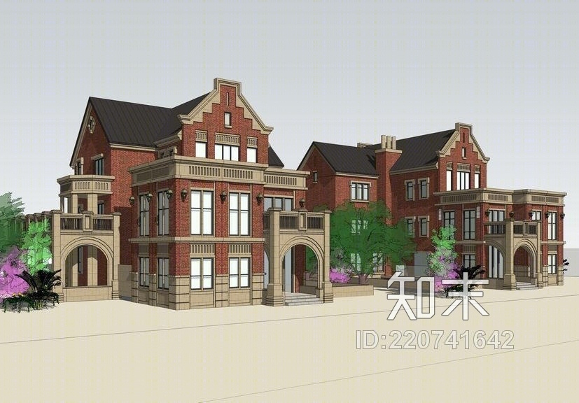 英伦别墅SU模型下载【ID:220741642】
