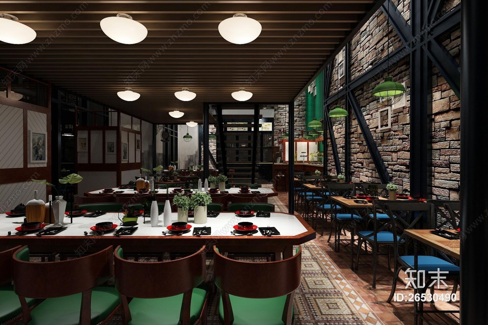 工业风复式餐厅3D模型下载【ID:26530490】