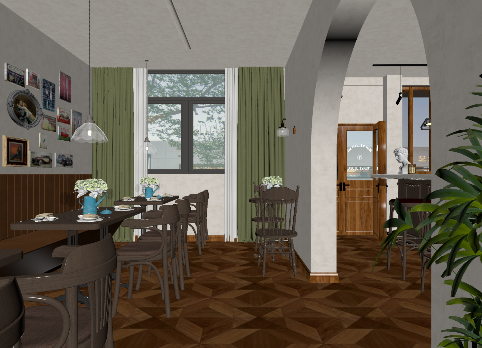 美式咖啡厅3D模型下载【ID:1214342728】