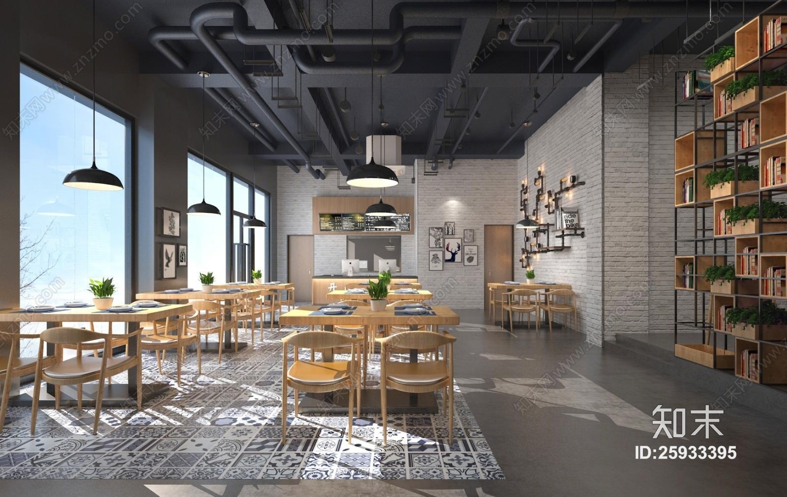 工业风休闲餐厅3D模型下载【ID:25933395】