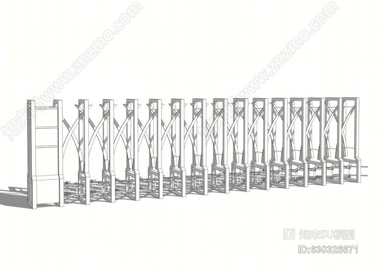 自动伸缩门SU模型下载【ID:630326671】