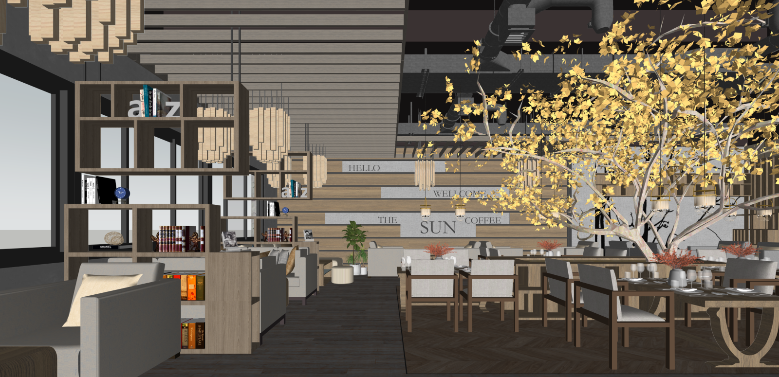 现代西餐厅SU模型下载【ID:1215967693】