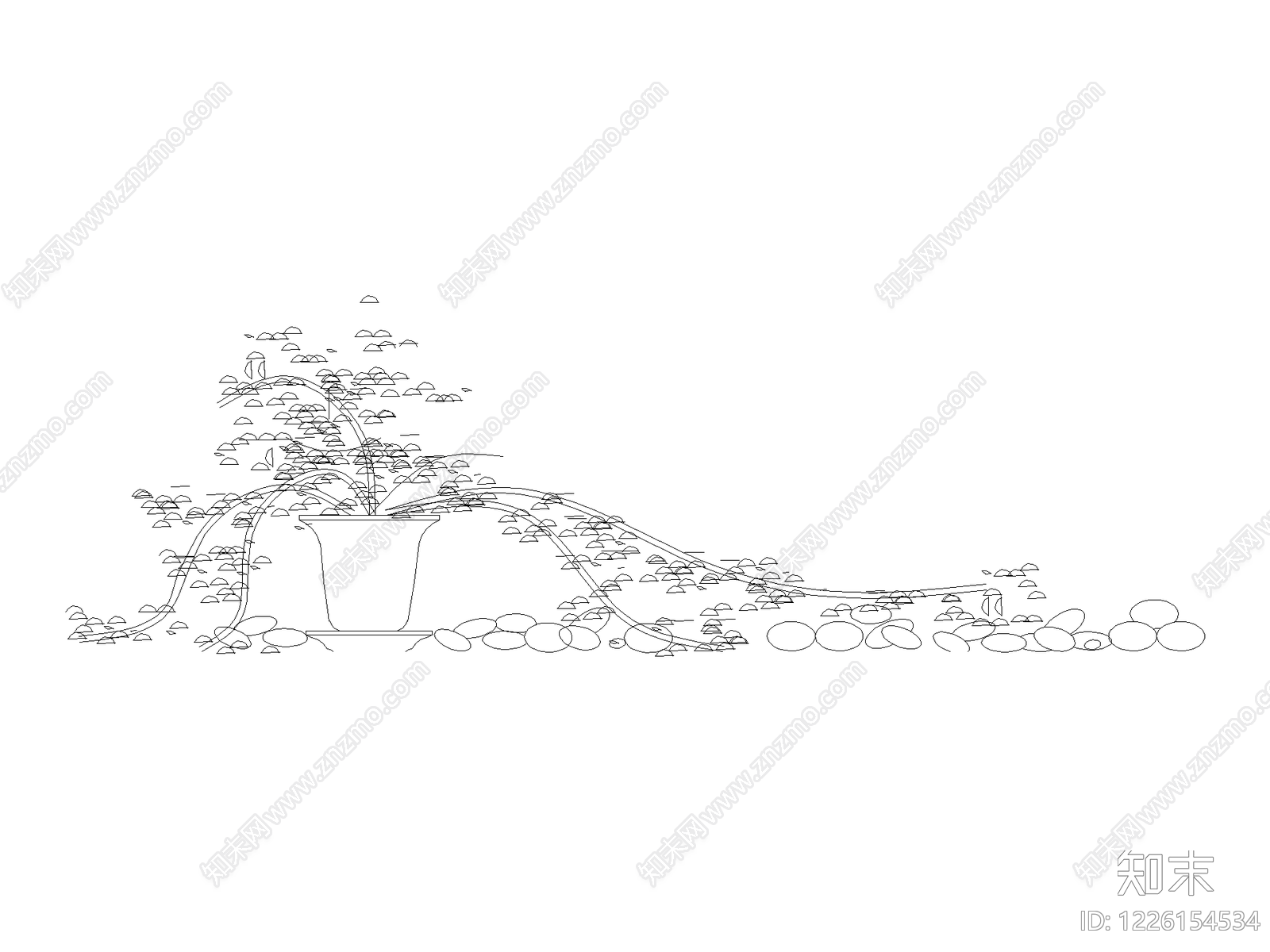 现代,新中式绿植CAD图纸