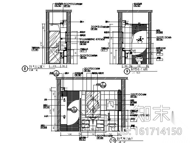 [上海]某国际公寓样板房B1-1型装修图cad施工图下载【ID:161714150】