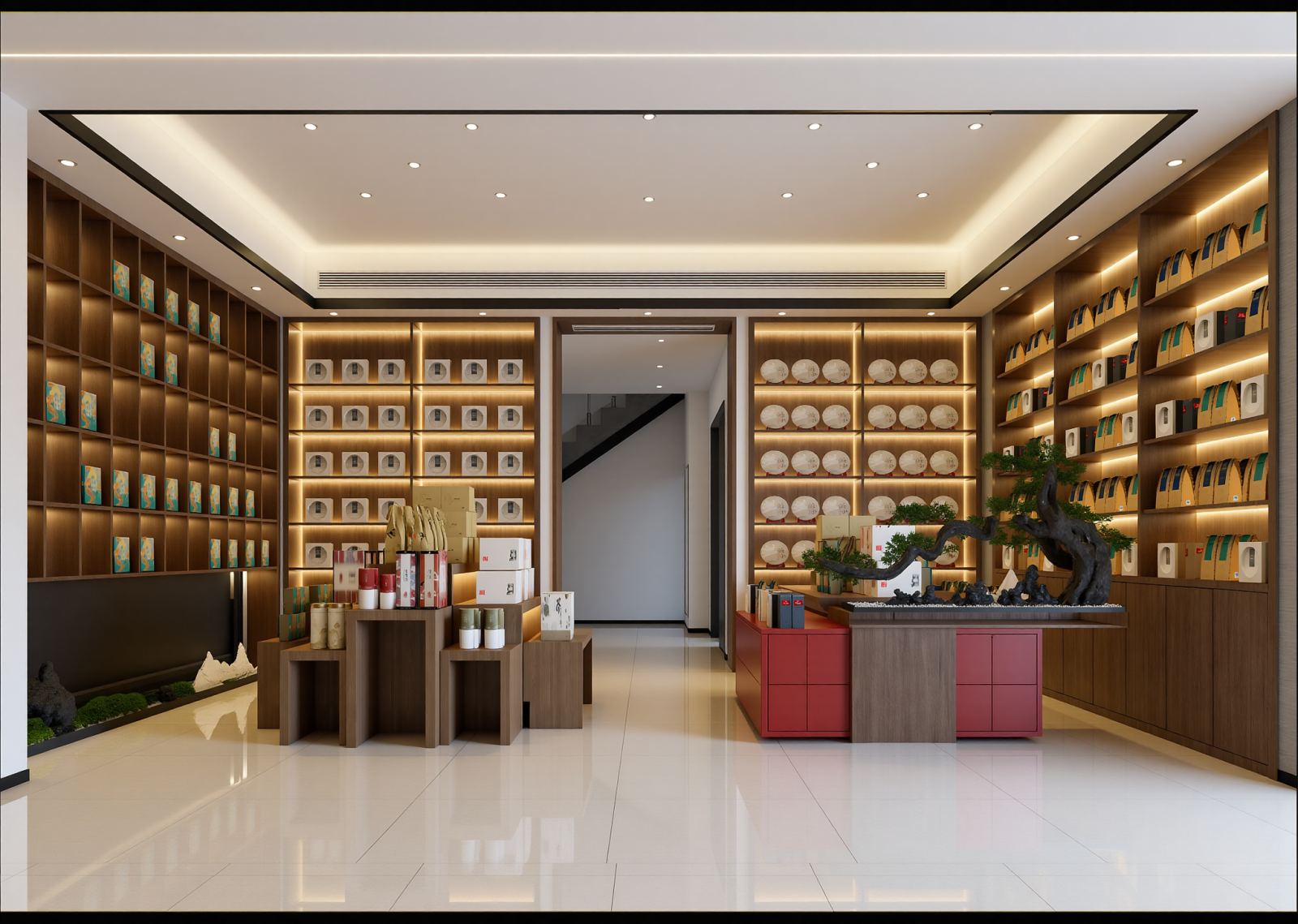 新中式茶展厅3D模型下载【ID:1215057599】