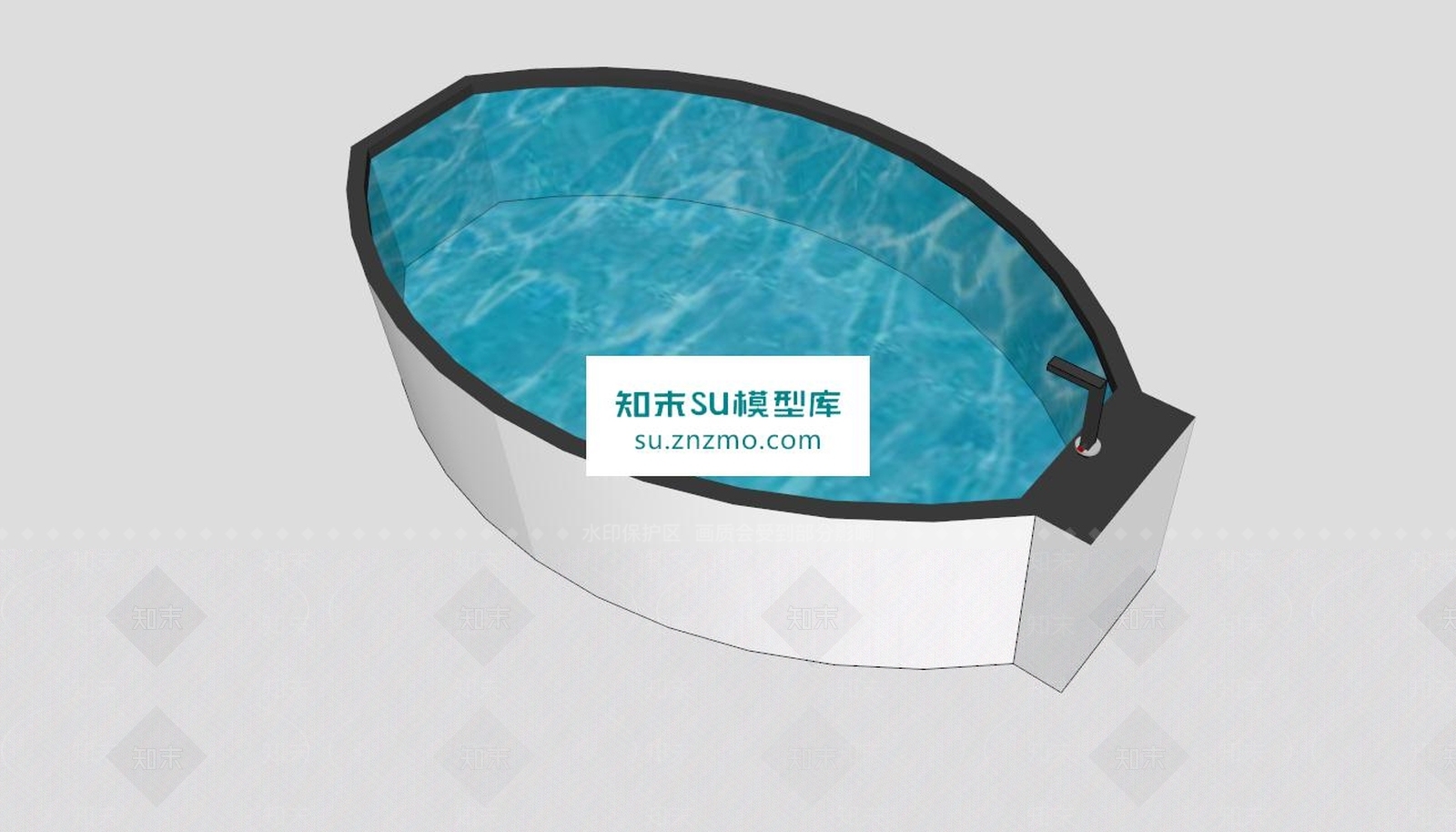 现代澡盆浴缸SU模型下载【ID:160653161】