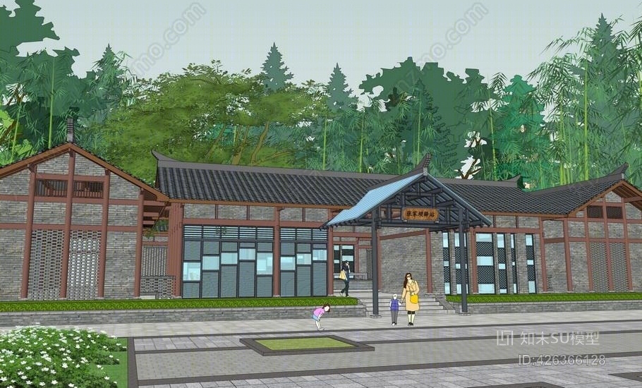 中式驿站SU模型下载【ID:426366128】
