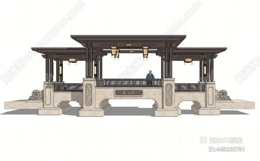 中式廊架SU模型下载【ID:449255791】