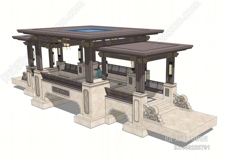 中式廊架SU模型下载【ID:449255791】