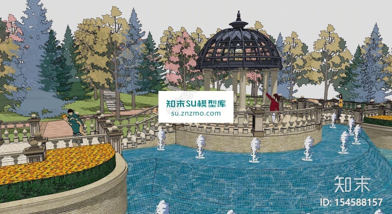 室外景观SU模型下载【ID:154588157】