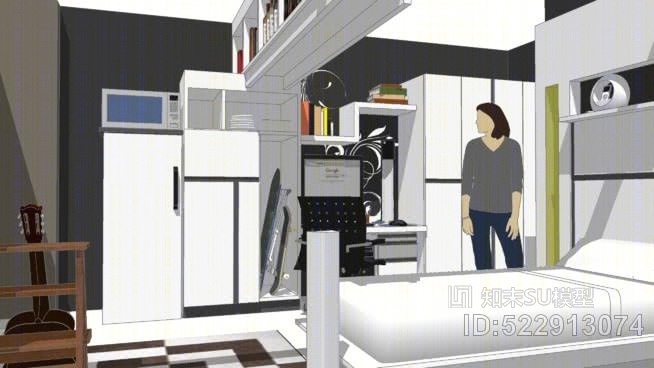 紧凑型工作室SU模型下载【ID:522913074】
