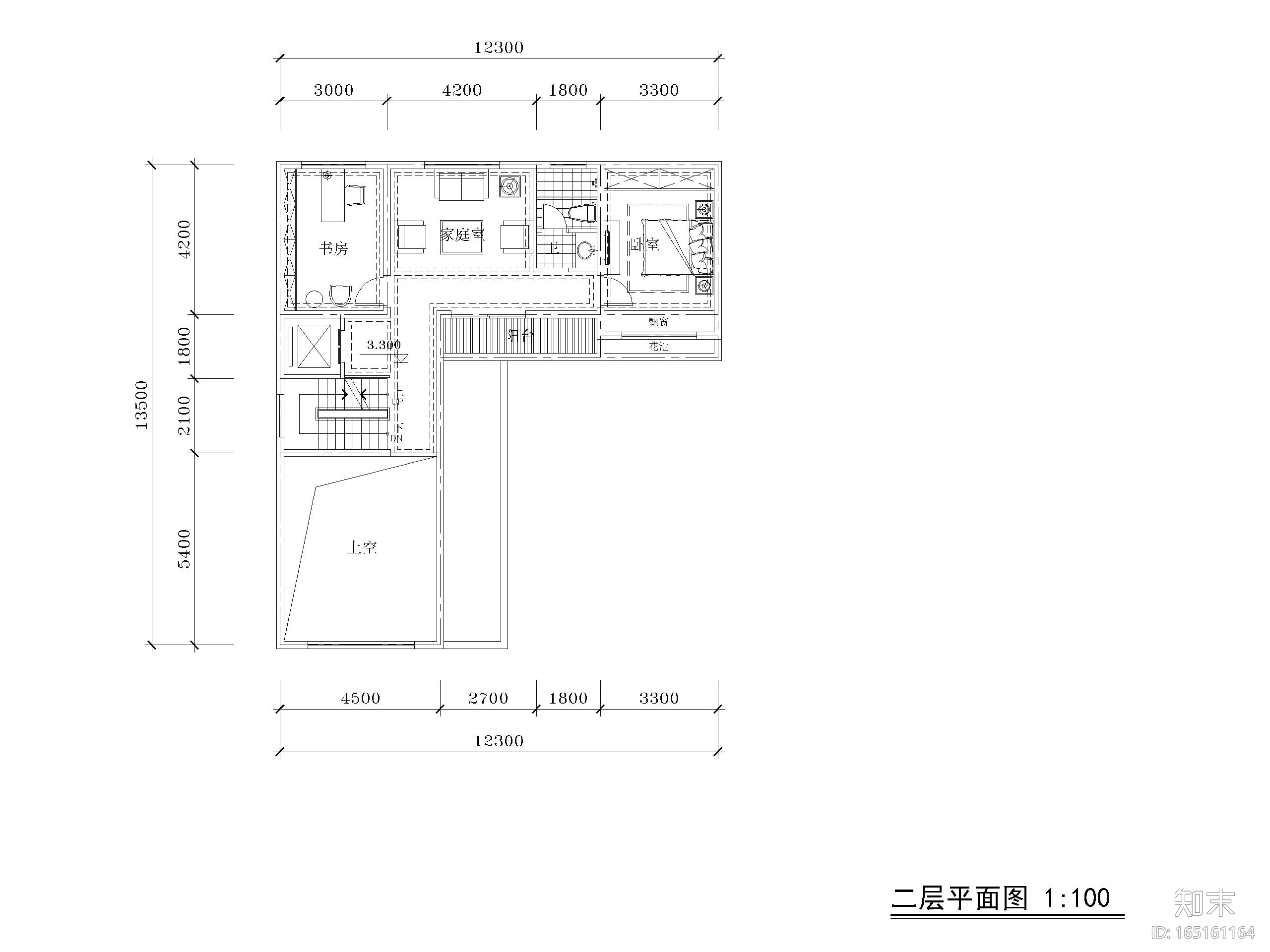 低层别墅双拼四房三开间户型图CAD-230㎡施工图下载【ID:165161164】