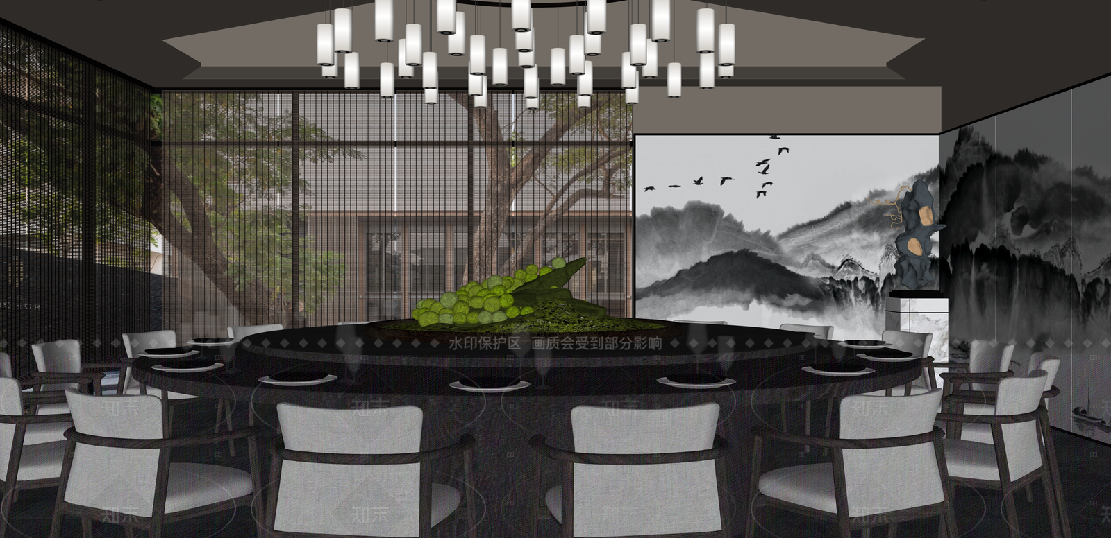 新中式包厢SU模型下载【ID:1216043851】