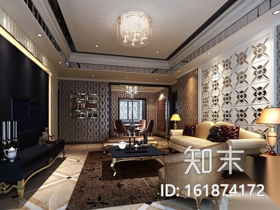 [南通]主题乐园欧式风格三居室装修图（含效果）cad施工图下载【ID:161874172】