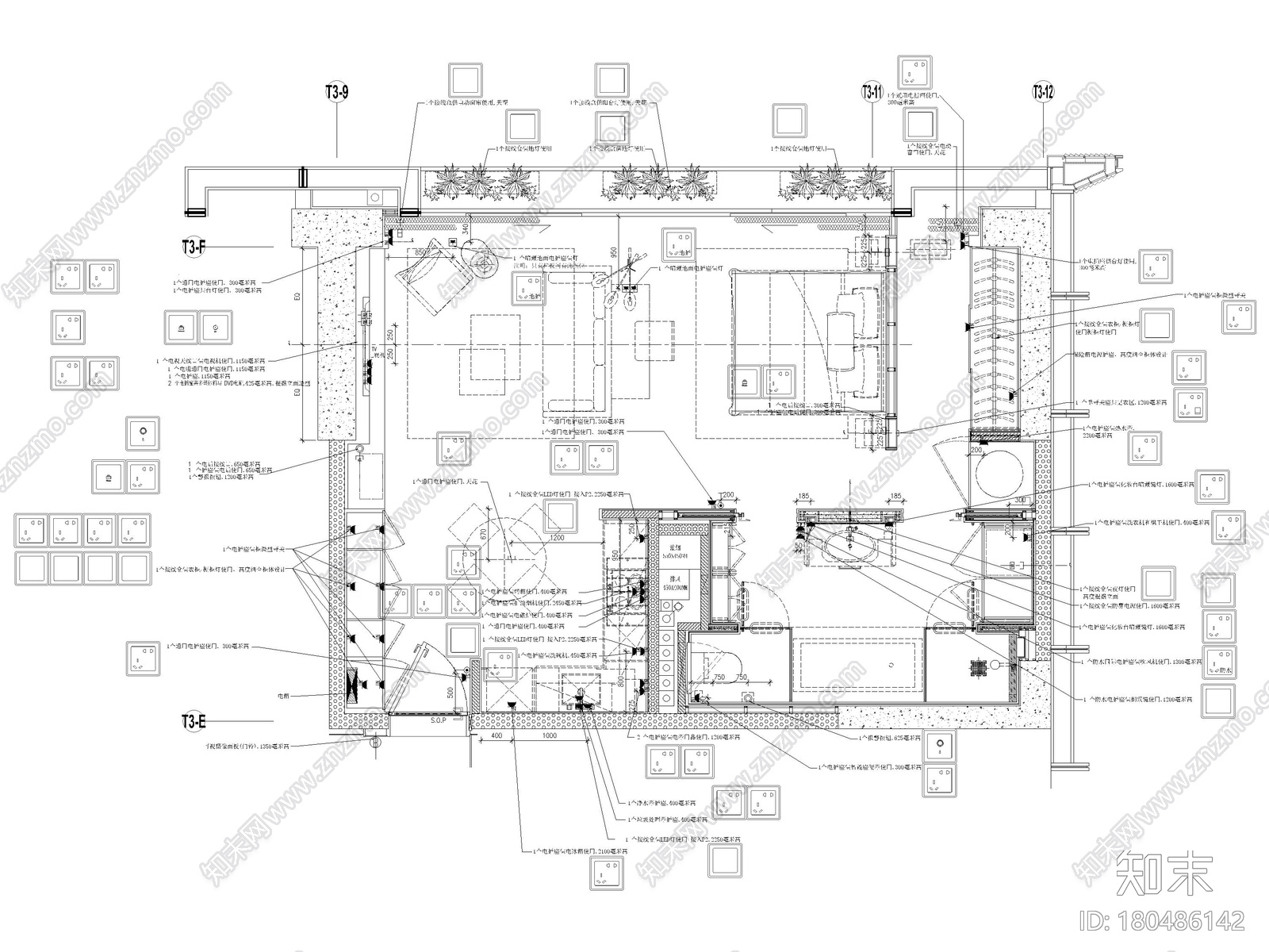 ​[深圳]58㎡现代公寓样板间装修设计施工图cad施工图下载【ID:180486142】