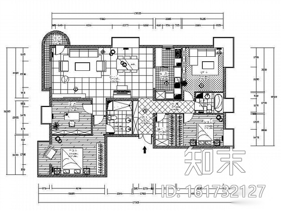 新式古典三居方案（含效果）cad施工图下载【ID:161732127】