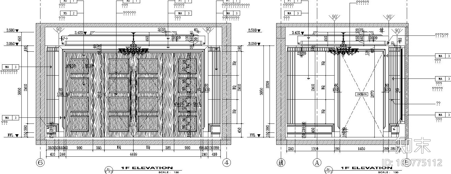 [江苏]某富商豪奢欧式别墅内部装饰施工图（附效果图）cad施工图下载【ID:161775112】