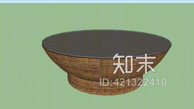 台面，藤藤，咖啡桌，藤条和玻璃SU模型下载【ID:421322410】