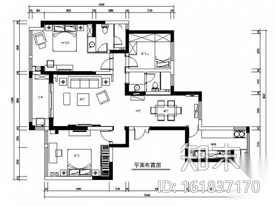 [苏州]现代奢华设计风格三居室室内装修CAD施工图（含效...cad施工图下载【ID:161837170】