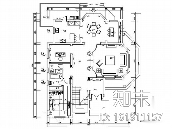 [江苏]鱼米之乡清新雅致300平欧式风格独栋别墅装修室内...cad施工图下载【ID:161811157】