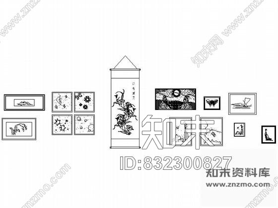 图块/节点室内装饰画CAD图块下载施工图下载【ID:832300827】