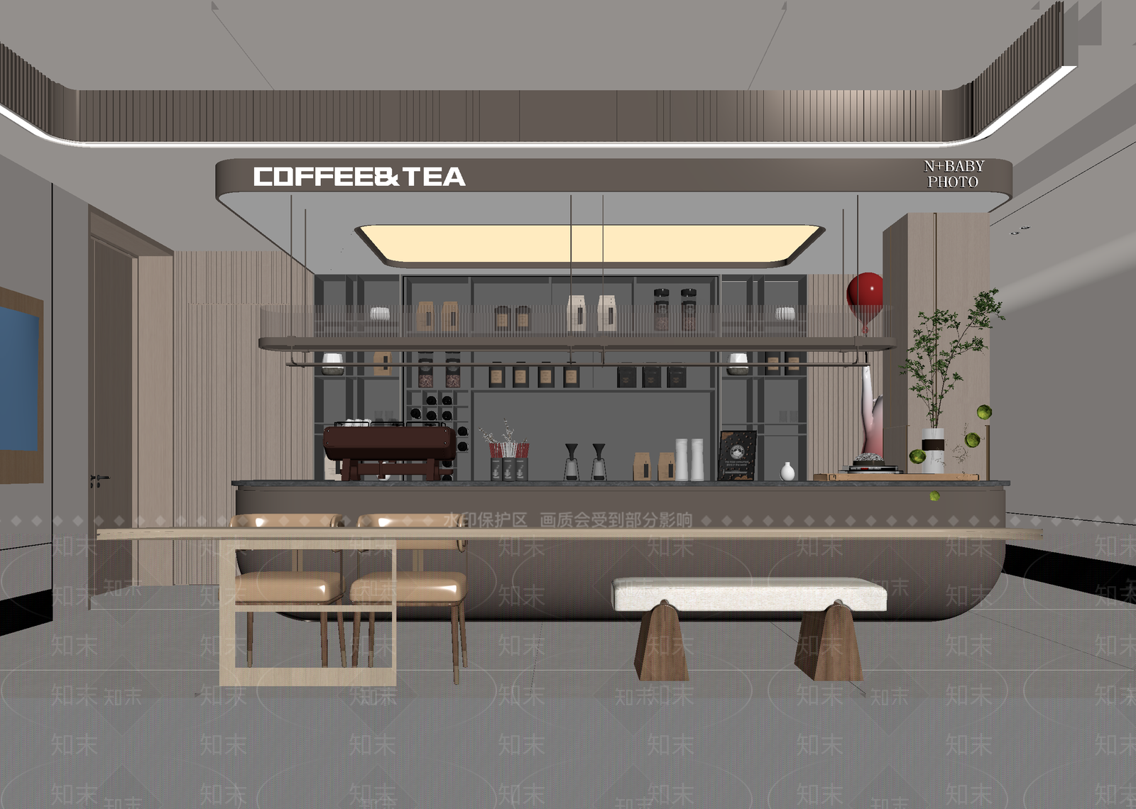 现代咖啡厅3D模型下载【ID:1215052237】