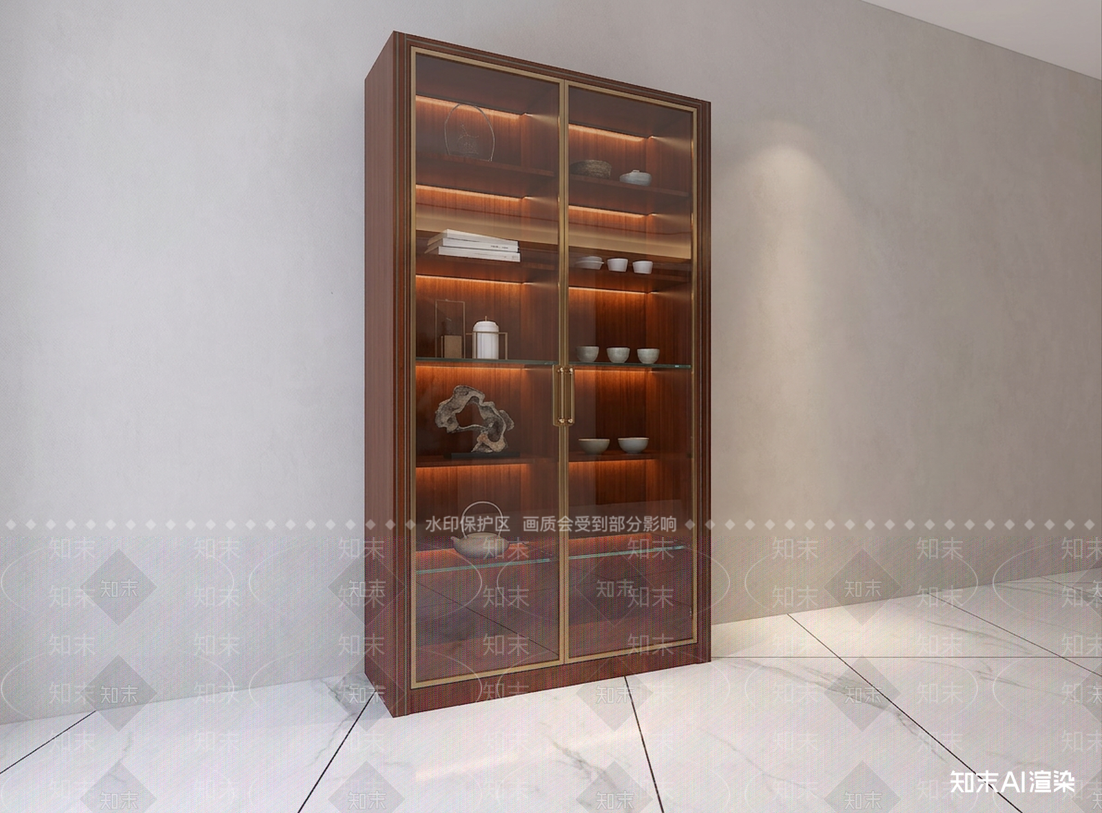 新中式酒柜3D模型渲染效果图