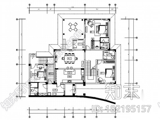 [郑州]某欧陆庄园别墅室内装修施工图（含效果）cad施工图下载【ID:182195157】