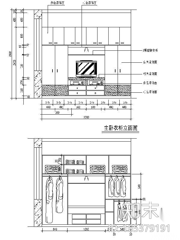 两居室装修设计方案cad施工图下载【ID:165379191】