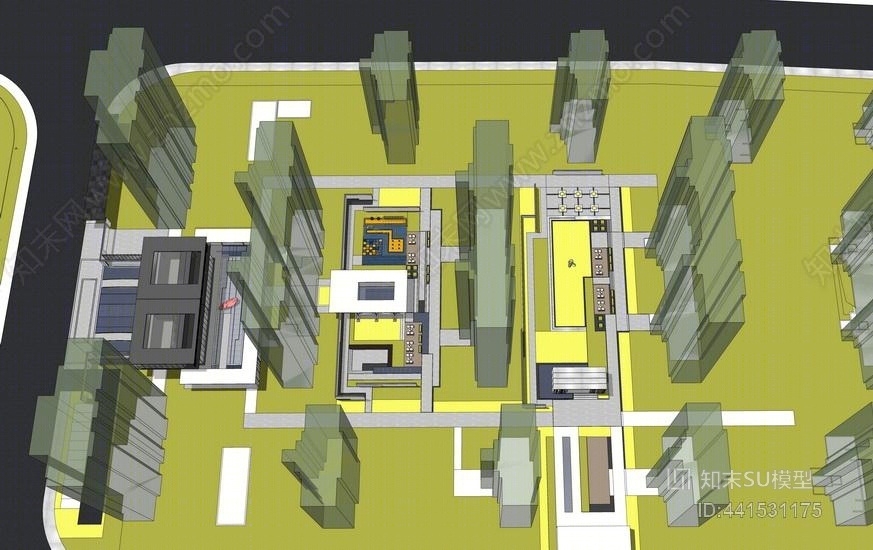 新亚洲风格示范区SU模型下载【ID:441531175】