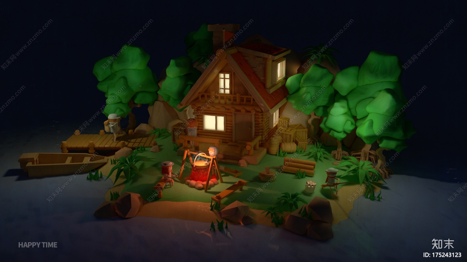 卡通民居CG模型下载【ID:175243123】